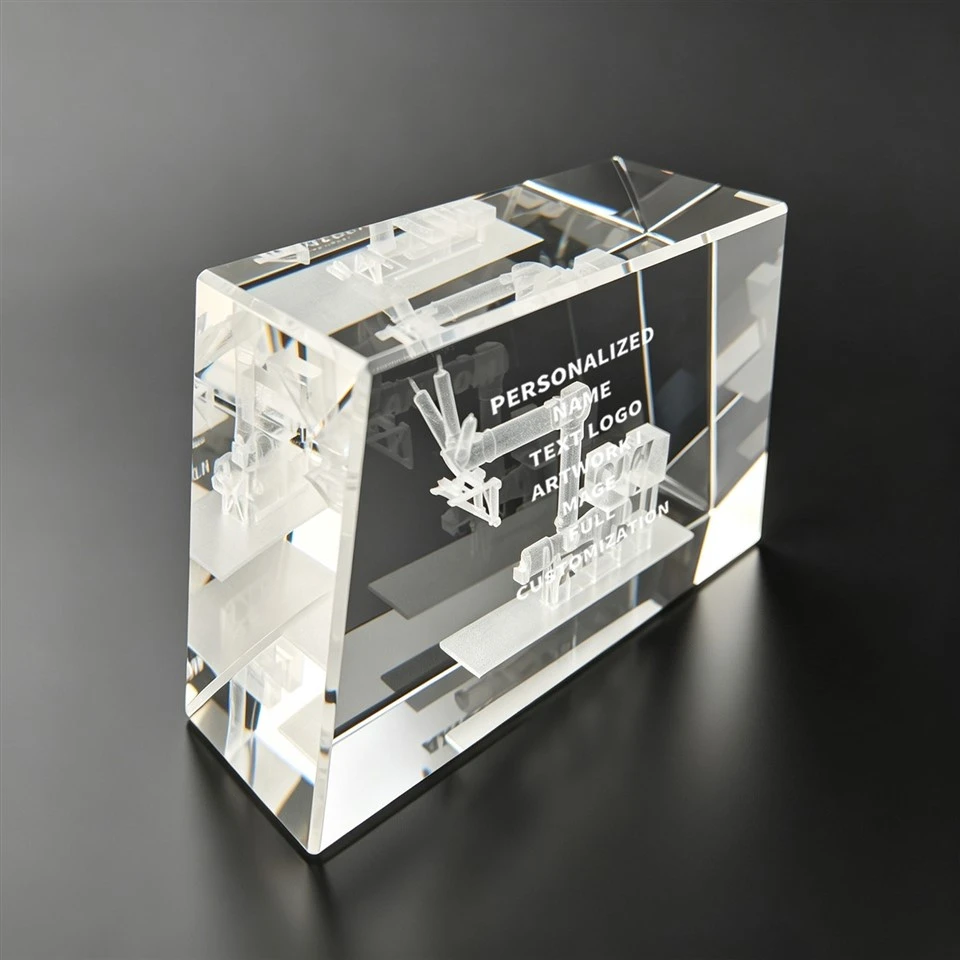 3D Engraved Wedge Crystal Trophy Award factory