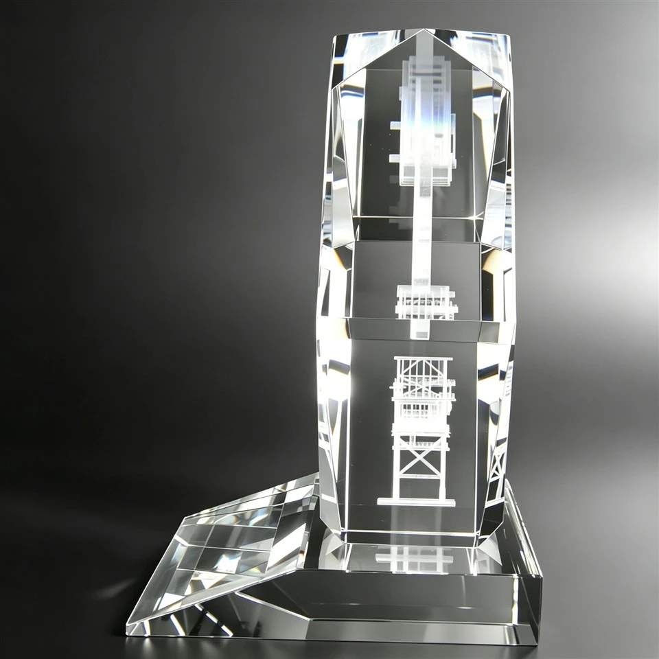 3D Laser Etched Transparent Crtystal Trophy high quality
