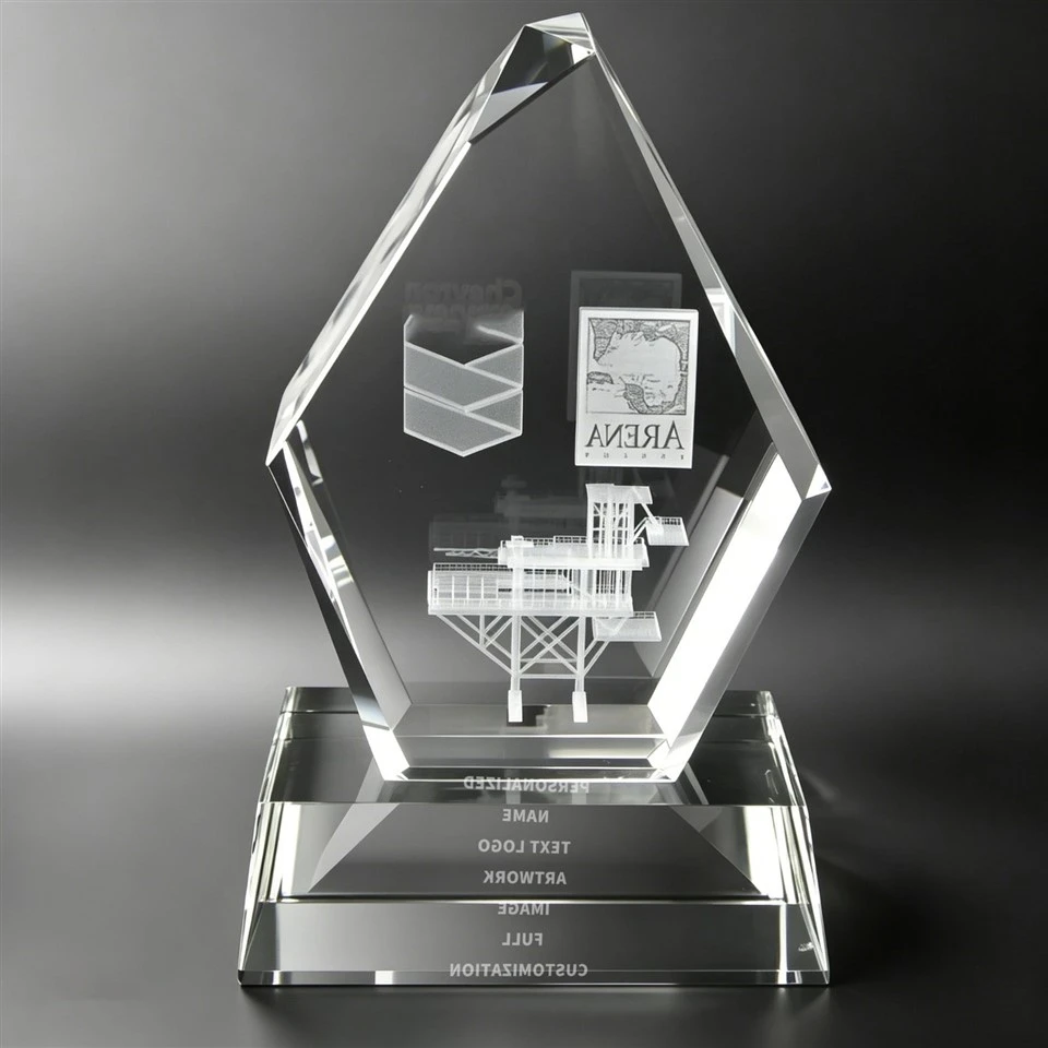 3D Laser Etched Transparent Crtystal Trophy factory