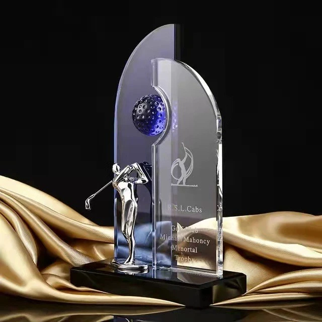 Golf Art Crystal Plaque