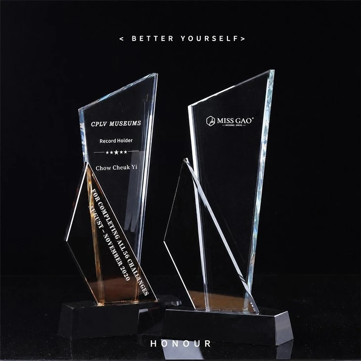 Multicolored Transparent Elegant Crystal Trophy