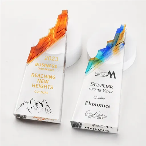 Mountain peak liuli crystal trophy