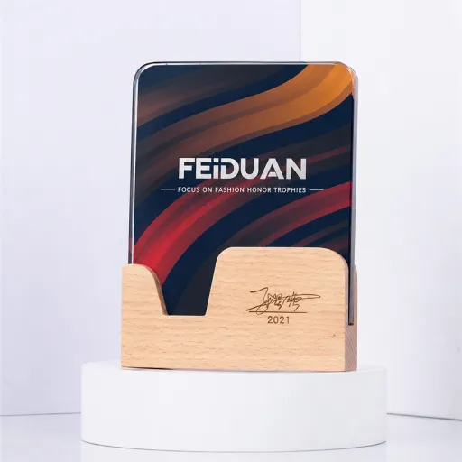 Solid Wood Base Crystal Award Trophy