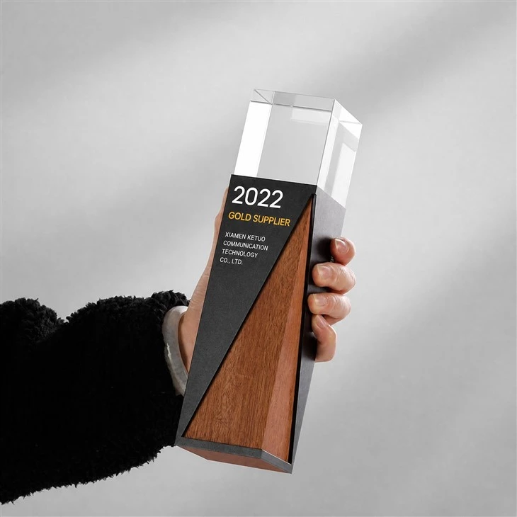 Solid Wood Metal Crystal Trophy