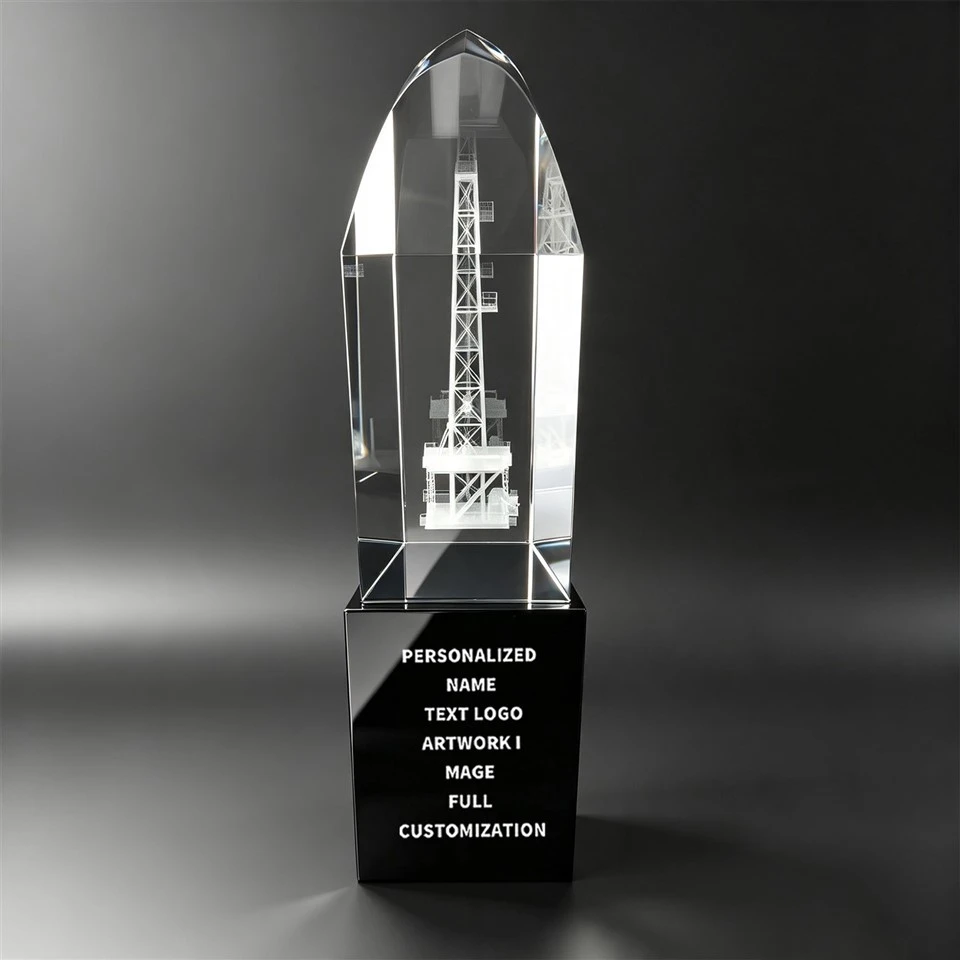 Peak Rig Laser Etched Crystal Award high quality