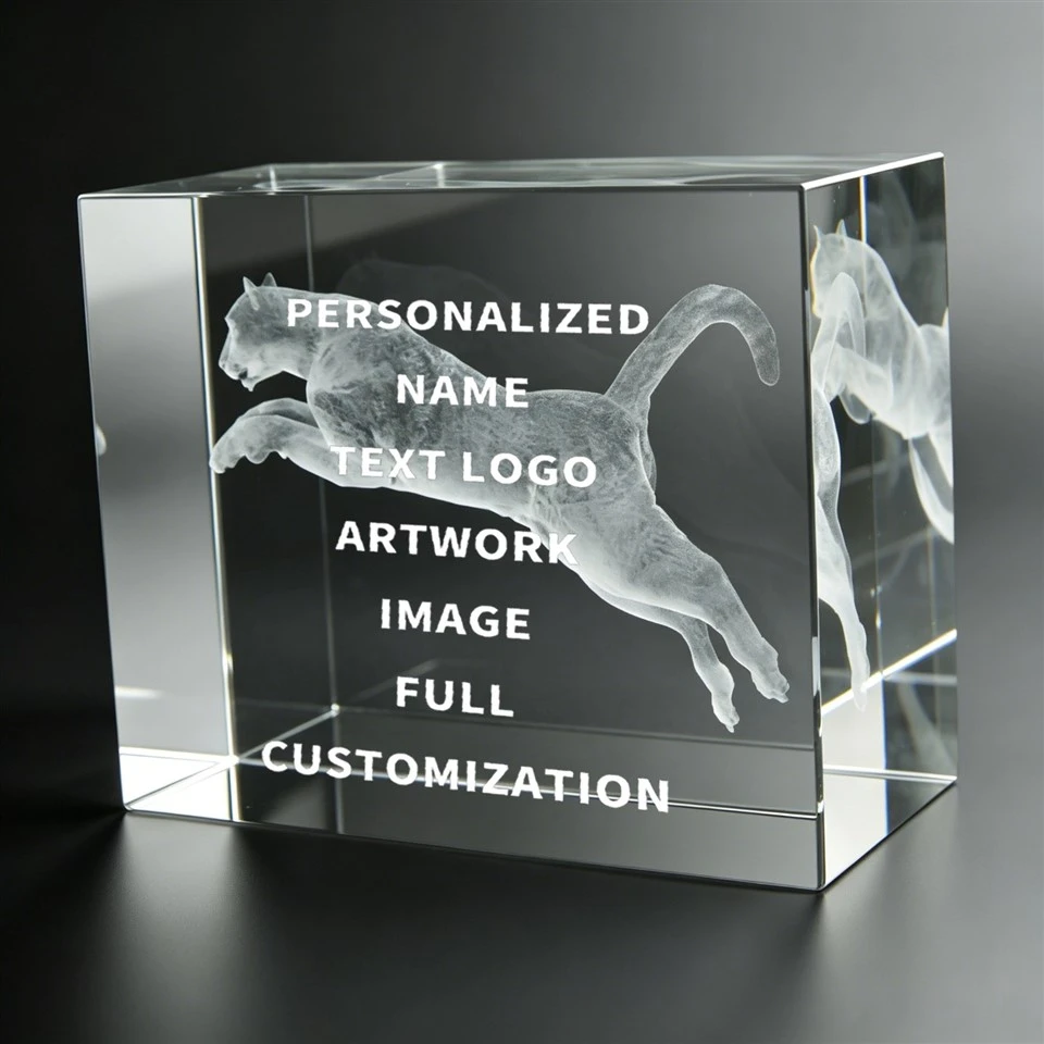 Personalized Laser Etched Crystal Cube high quality