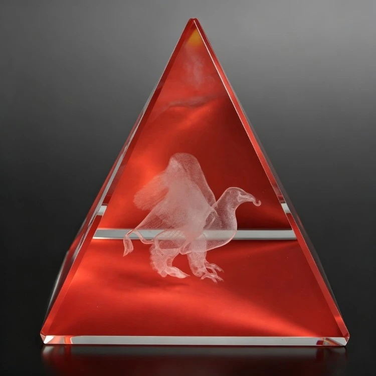 Pyramid-shaped 3D Carved Crystal Ornament price